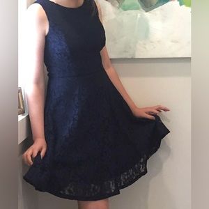 Navy Laced Mini Dress